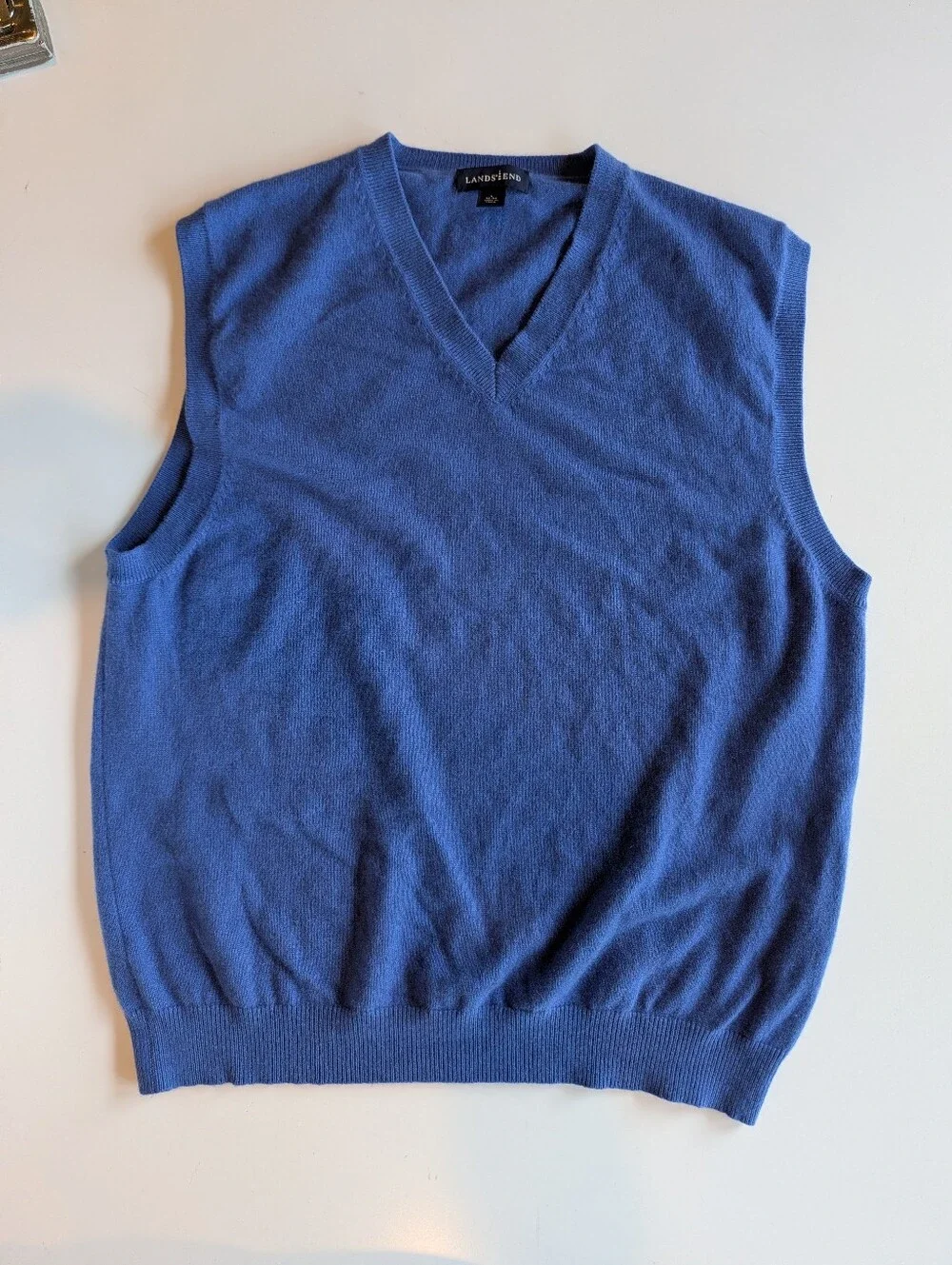 100% Cashmere Vest Blue 💙 Men's Size L By Land's End 💙